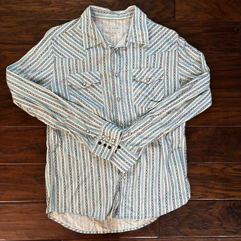 Tecovas pearl snap shirt | Medium | Blue pattern